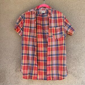 J.Crew Men’s Button Down Shirt Sleeve Plaid Camp Shirt Small